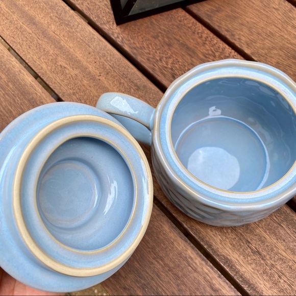 Ollie & Olivia Blue/White Hammered Tea Kettle Pot - Picture 9 of 14